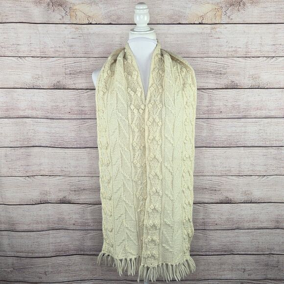 Carraig Donn 100% Merino Wool Scarf Made in Ireland Chunky Knit - Picture 1 of 7